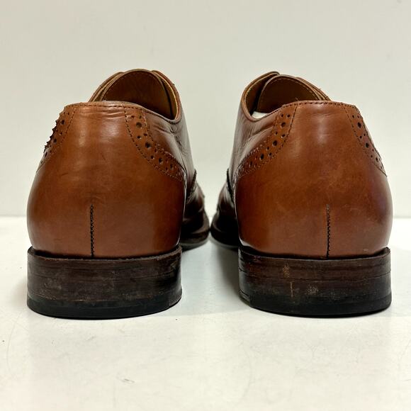 VERY GOOD Grant Stone x J. Crew Oxford Cap Toe Brogue Chili Brown Bench Made 9 - Picture 6 of 13